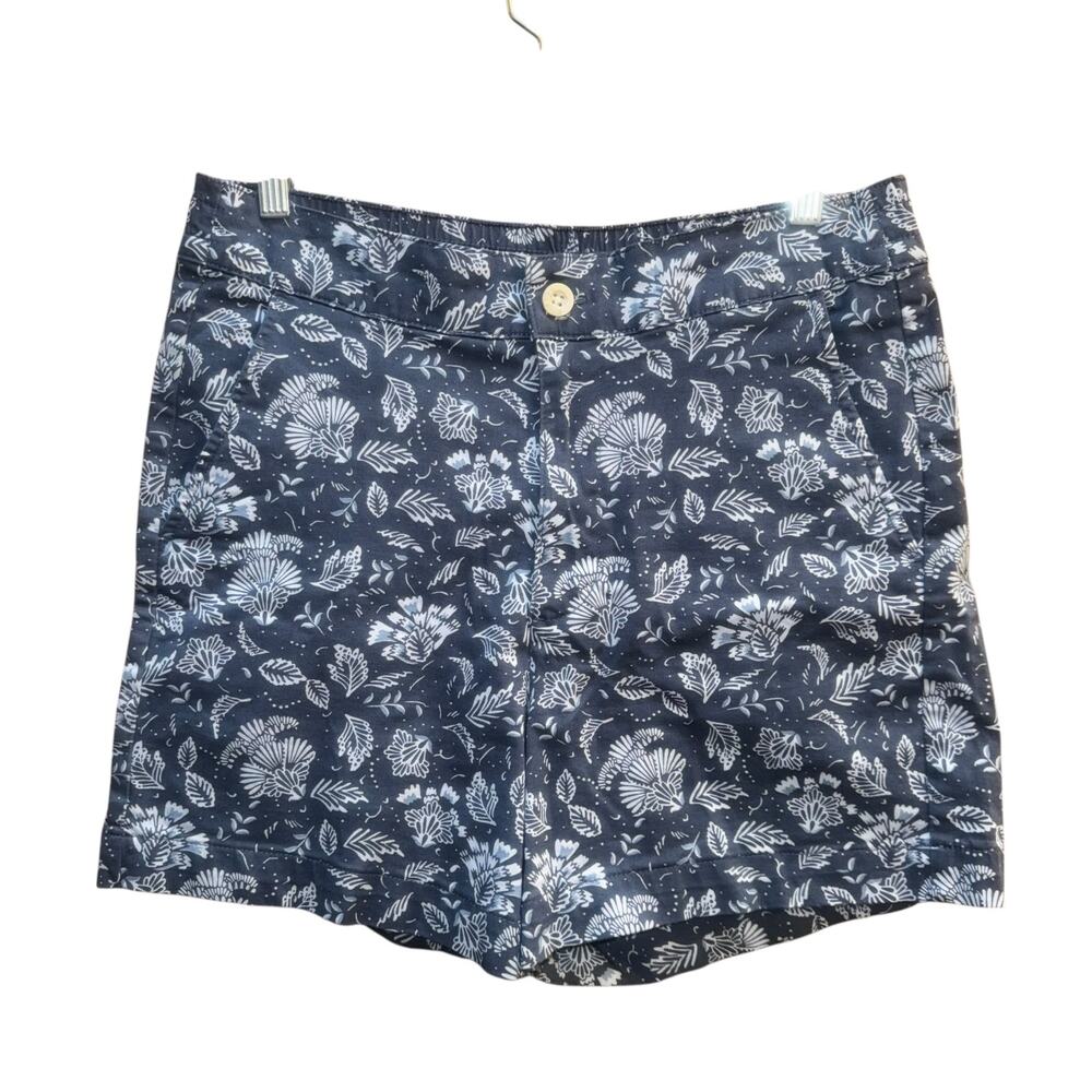 Jachs Girlfriend Floral Chino Shorts | Blue | Elastic Waist | Size M